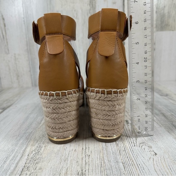 New Franco Sarto Callia Tan Leather Ankle Strap Wedge Sandal #173 - Picture 5 of 8